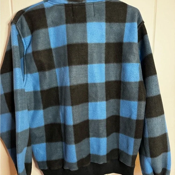 Trader Bay Men's Zip Up Sweater in Blue and Black Check - Picture 2 of 2